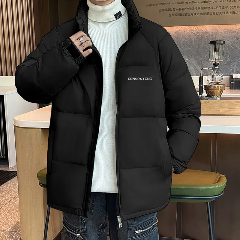 

High quality stand up collar thick warm waterproof coat for couples stand up collar loose casual winter street cotton jacket