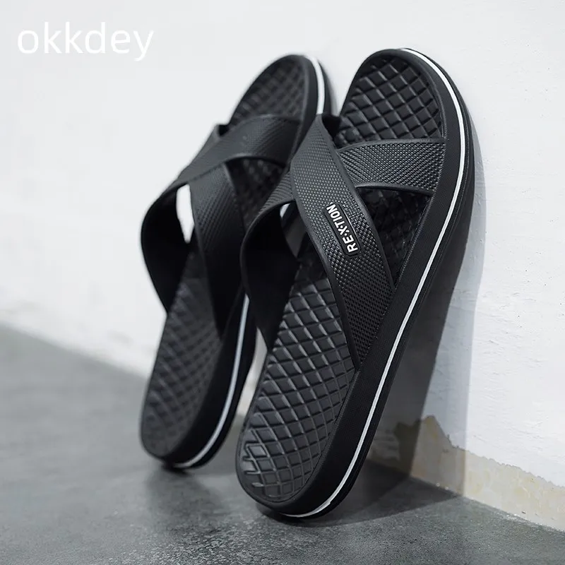 New Summer Slippers Men Basic Beach Outdoor Round Toe Fashion Men Massage Anti Slip Black Big Size Slippers Best Sellers In 2023