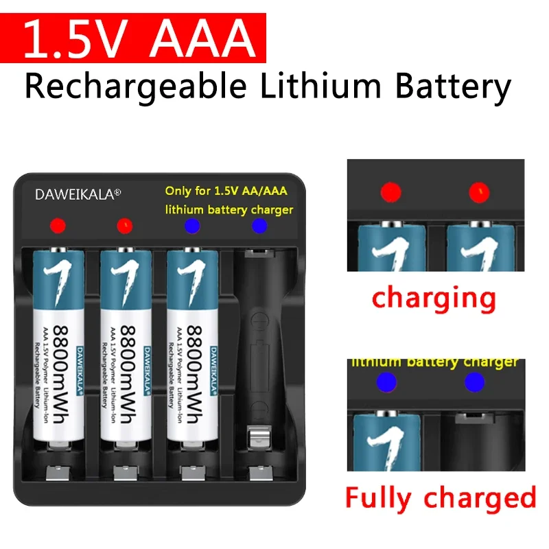 1.5V AAA Battery Rechargeable Lithium Battery 8800mWh AAA Battery for remote control mouse small fan Electric toy mobile phone