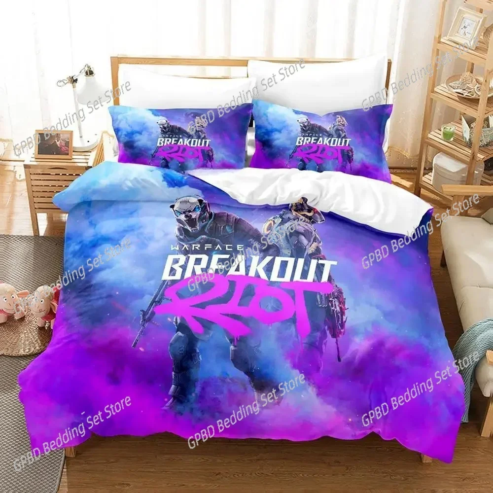 Anime Game Warface Breakout 3D Bedding Set Duvet Cover Pillowcases Single Twin Full Queen King Size Home Decor Quilt Boys Gift