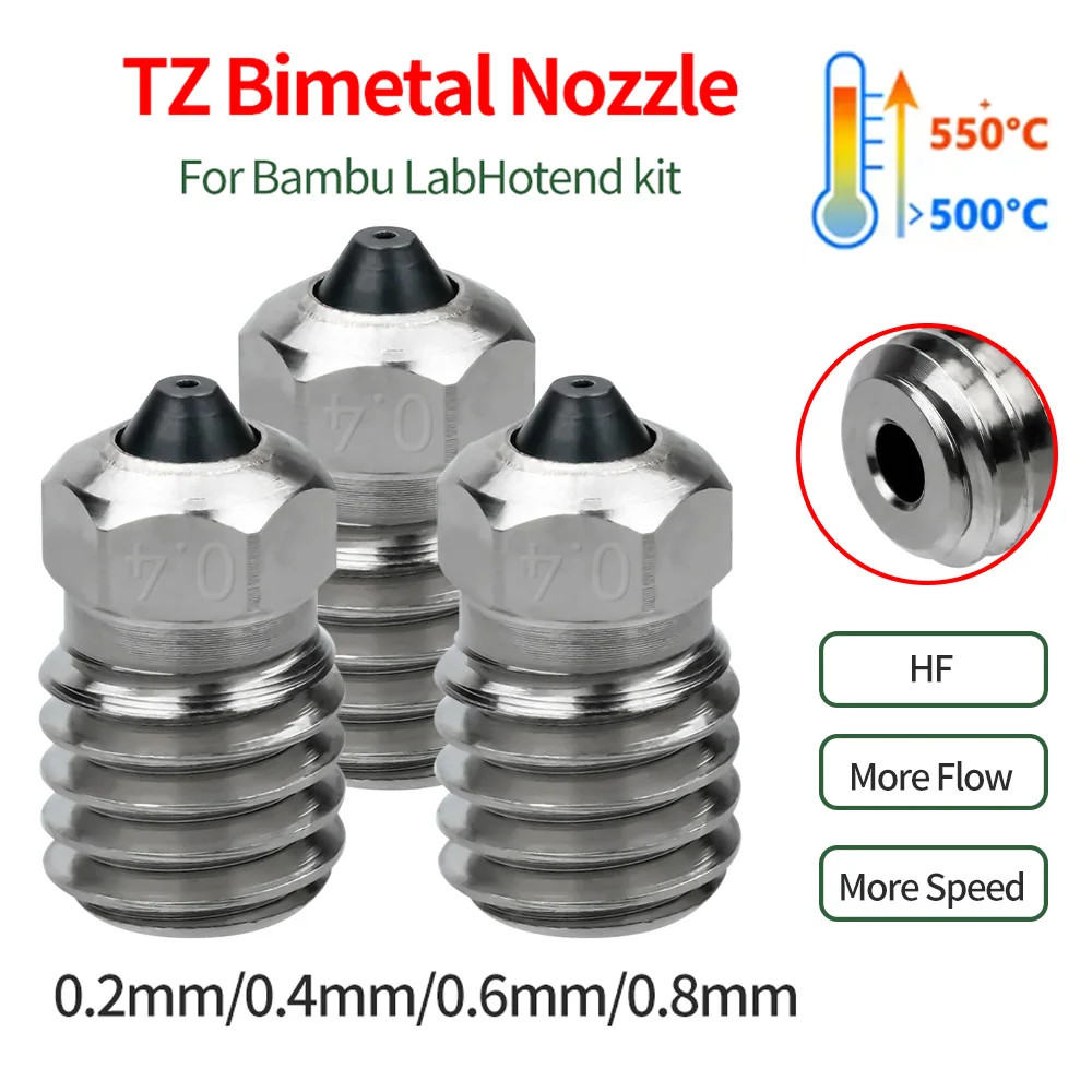 For Bambu Lab Hotend kit Bimetallic hardened steel nozzles Copper Plating V1 V2 V3 Hotend Nozzle 3D Printer Parts X1C P1P series
