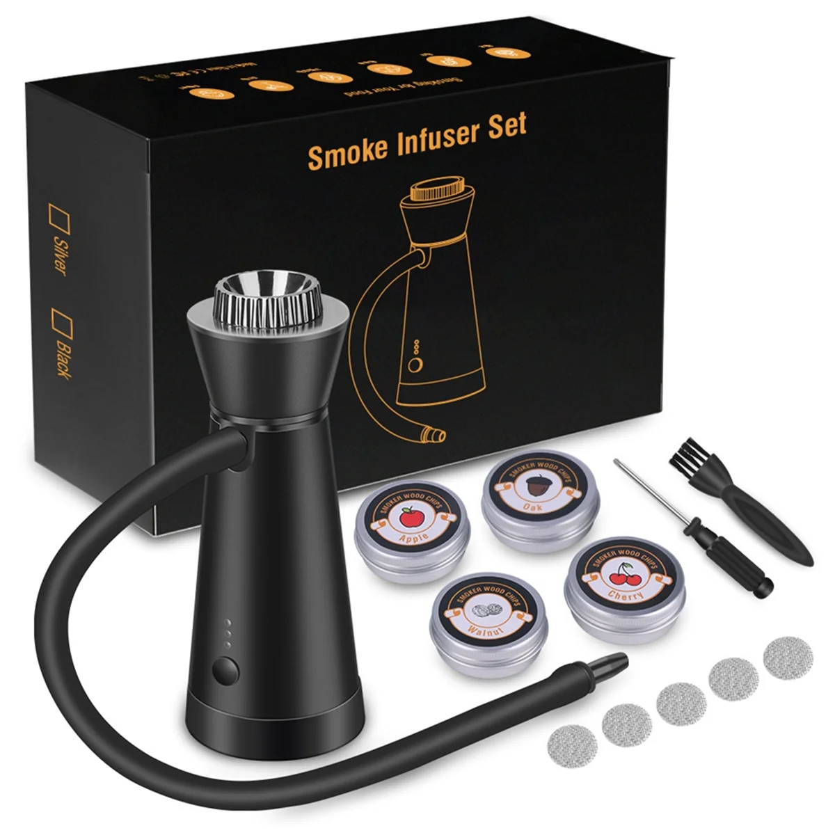 

Cocktail Smoker, Electric Food and Beverage Portable Smoking Tool, Indoor and Outdoor Smoke Injector Handheld Smoker(A)