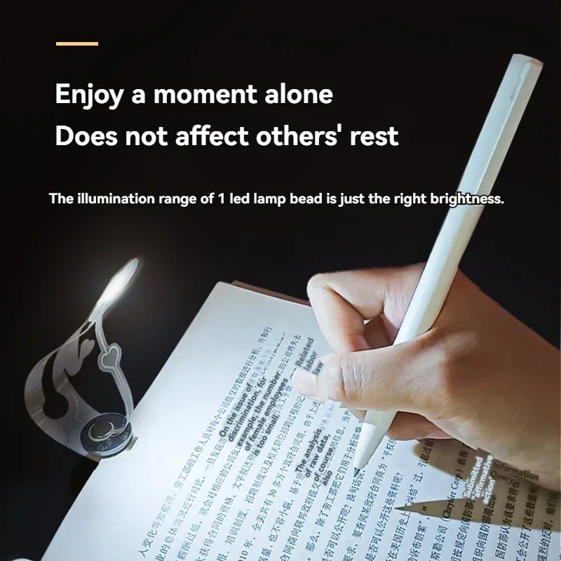 LED Human Shape Bookmark Light Reading Helper Bedside Clip-on Book Light Portable Mini Reading Lamp Creative Desk Light