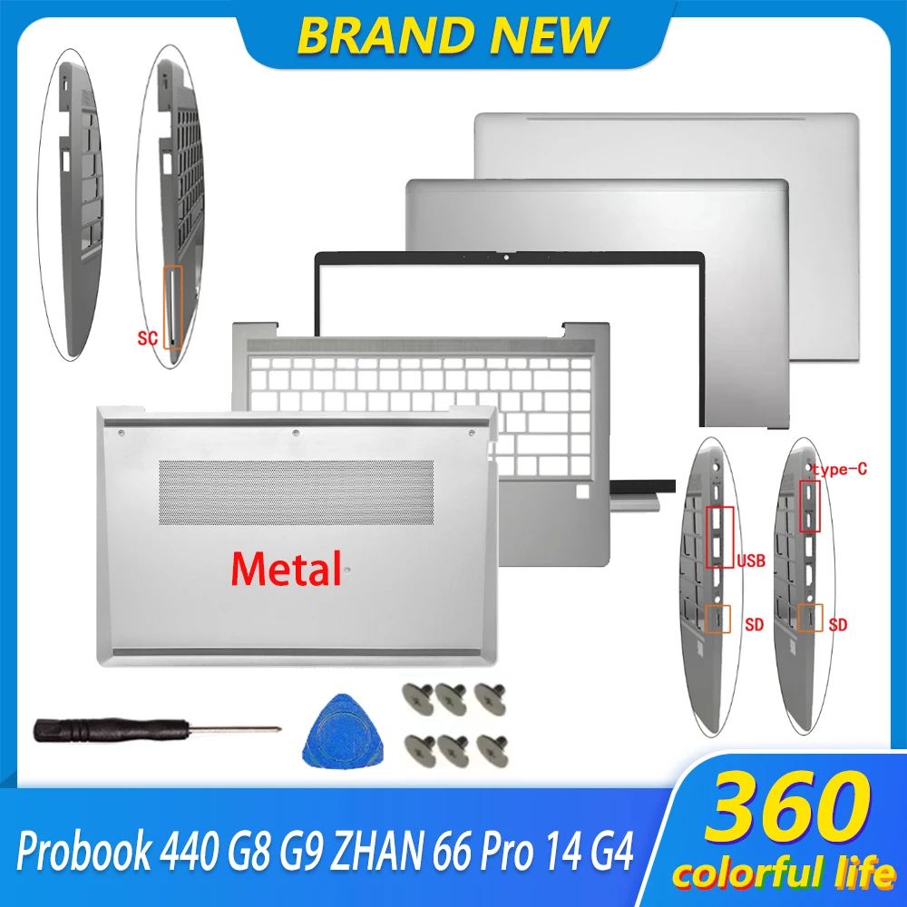 New Orig For Probook 440 G8 G9 445R G8 ZHAN 66 Pro 14 G4 Laptop LCD Back Cover Front Bezel Palmerst Lower Bottom Case 14.0 Inch