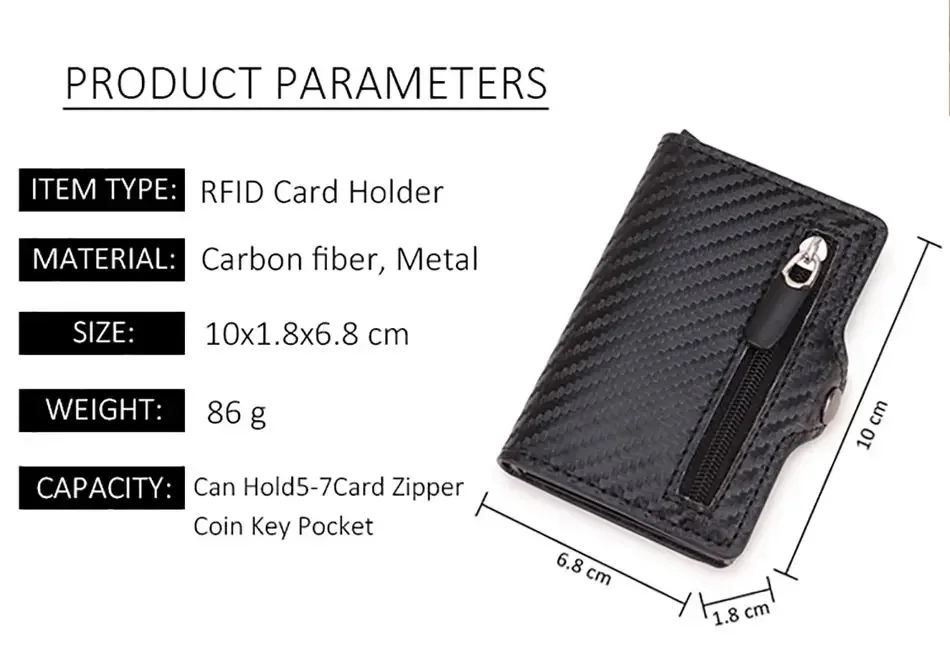 Carbon Fiber Rfid Blocking Männer ID Kreditkarte Halter Brieftasche Leder Metall Business Bank Kreditkarte Karteninhaber Fall Carteras – Detail 2