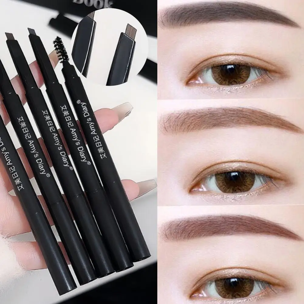 قلم حواجب صلب مزدوج الأطراف يدوم طويلاً مقاوم للماء ناعم غير لامع للحواجب البرية قلم وشم مكياج تجميل العين #1