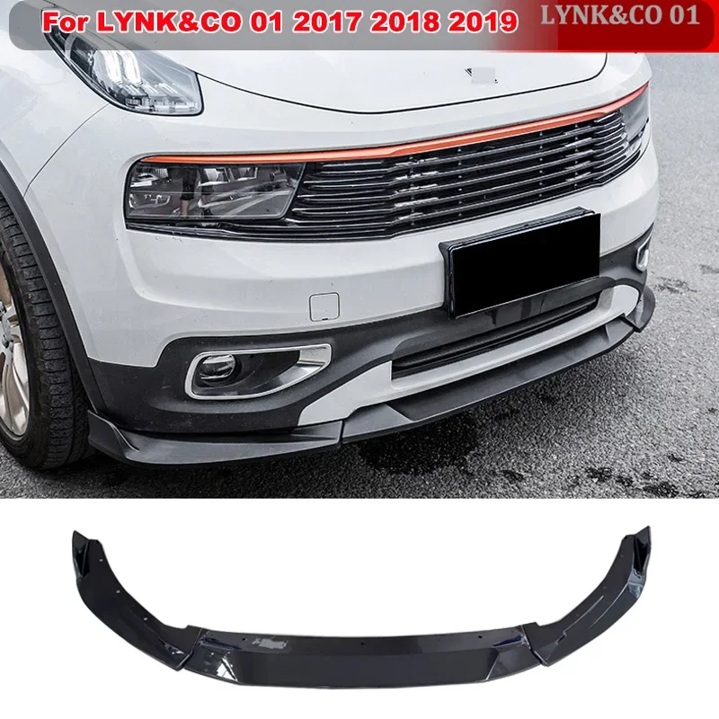 

For LYNK&CO 01 2017 2018 2019 3 PCS Front Bumper Lip Diffuser Shovel Spoiler Deflector Protector Trim Body Kit Car Accessories