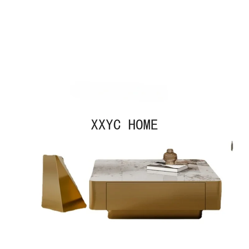 

Stone Plate Coffee Table TV Cabinet Combination Square Living Room Home Nordic Simple Modern