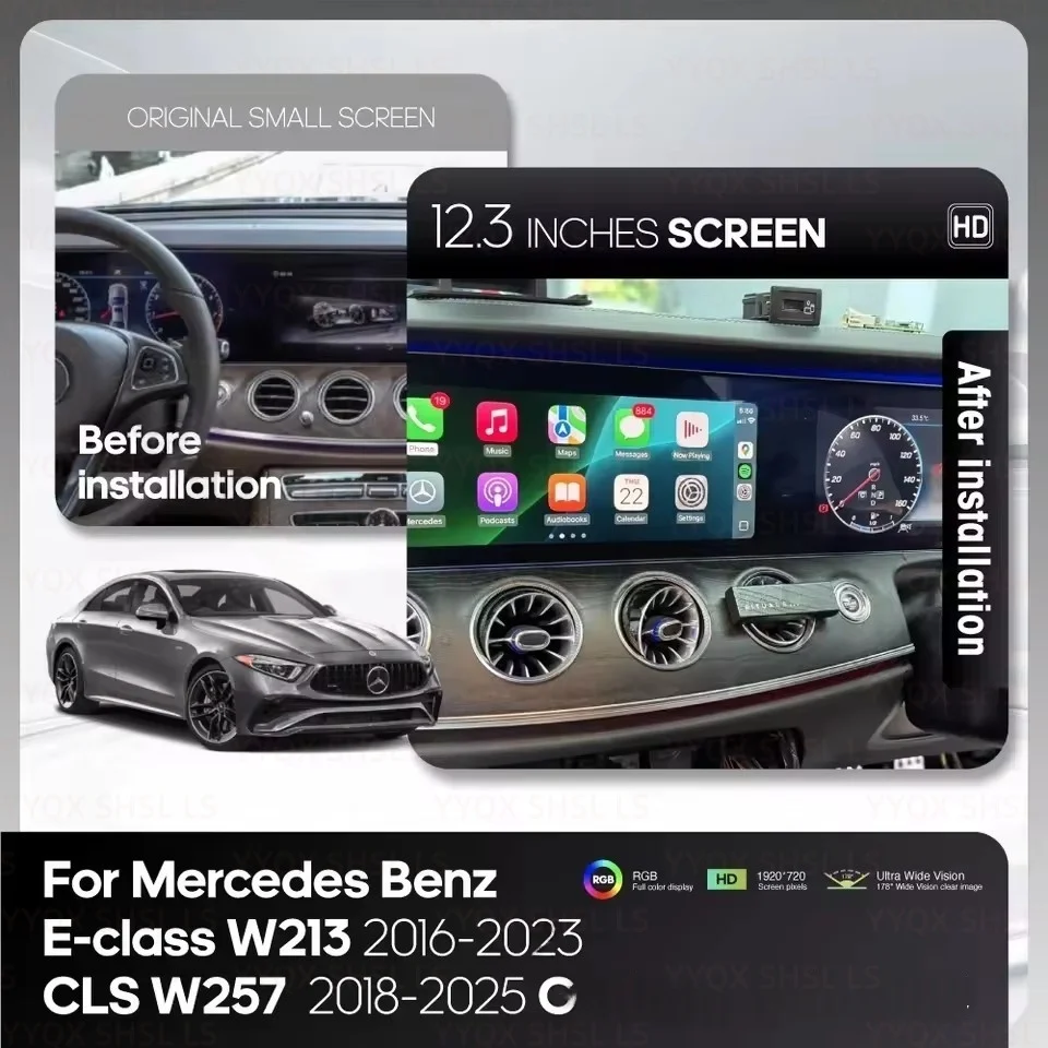 24.6Inch Dual Screen For Mercedes Benz E-Class W213 GLS 2017- 2019 Carplay GPS Navigatio Car Radio Carplay Multimedia Head Unit
