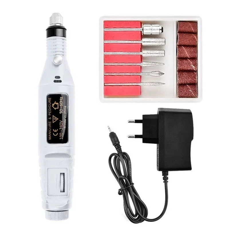 Máquina pulidora eléctrica profesional para uñas, limas de uñas, pluma de pedicura, 6 Bits, milinguv LED, removedor de esmalte de Gel, herramienta de manicura artística