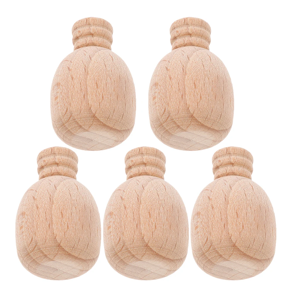 

5pcs Wooden Wine Bottle Crafts Unpainted Blank Diy Graffiti Decor Ornament Mini Wood Bottle For Handmade Creative Gift