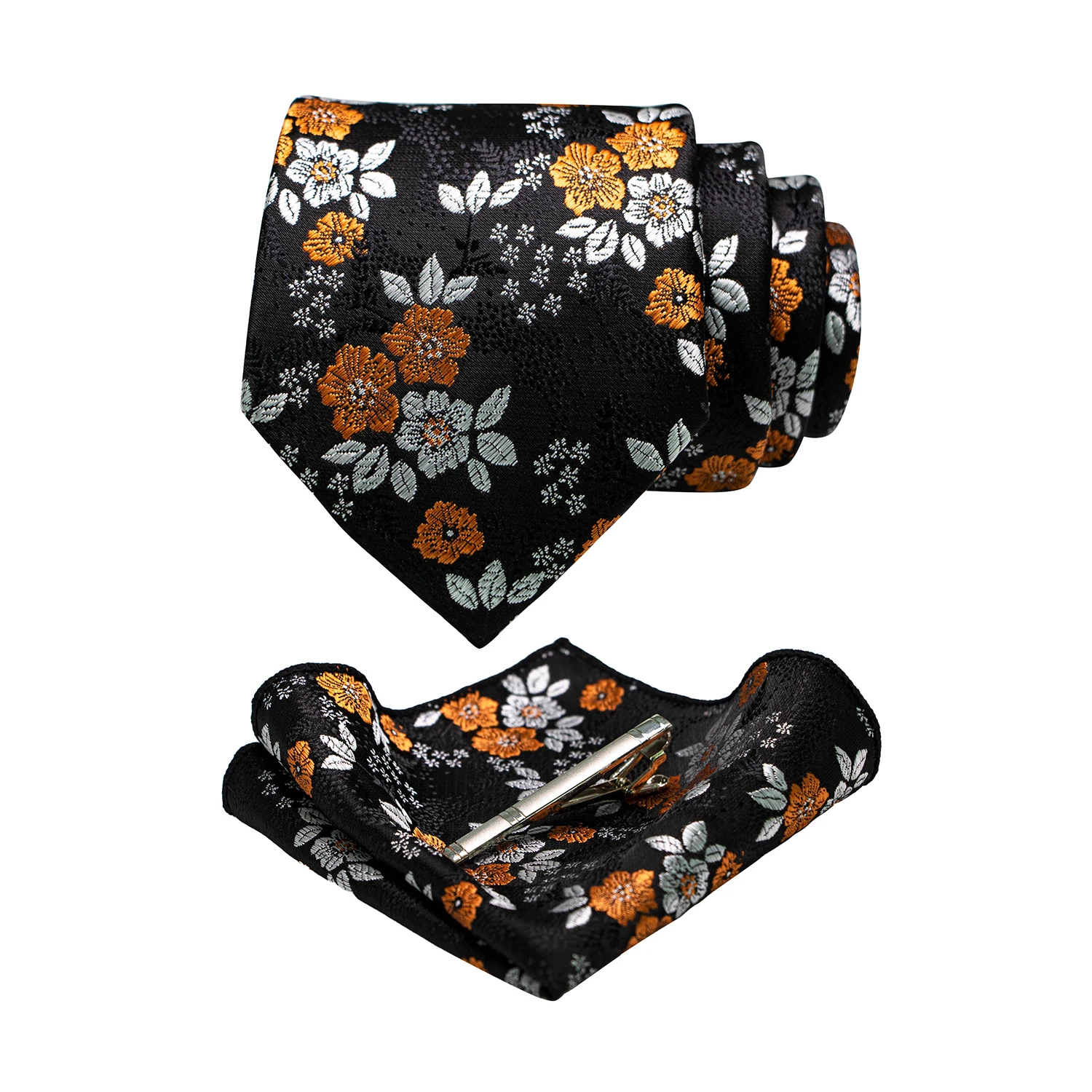 JEMYGINS Floral Seide Männer Krawatte Einstecktuch Krawatte Clip Sets Hochzeit Party Krawatte Männer Zubehör Hohe Qualität Gravata – Detail 13