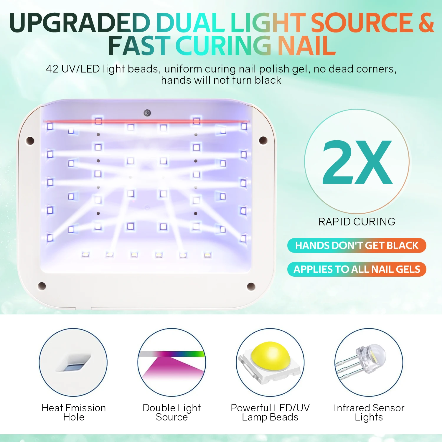 168W UV LED Nail Lamp For Curing Nails Gel Polish 42LEDS Rechargeable Nail Dryer With Auto Sensor Professional Nail Salon Tools