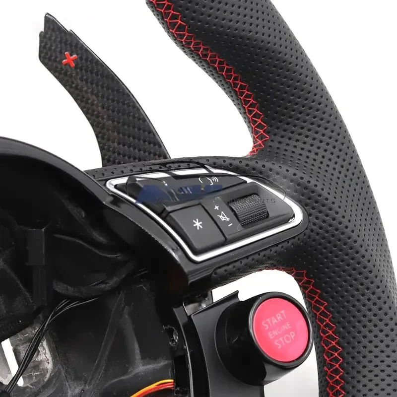 Start Button Carbon Fiber Sports Steering Wheel for Audi R8 RS S3 S8 A3 A4 A5 A6 A7 Q3 Q2 TT TTS TTMK2 TTMK3 Car Accessories