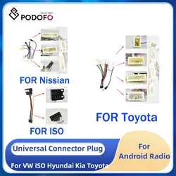 Podofo 2 din car Android radio cable for Volkswagen ISO Hyundai Kia Honda Toyota Nissan Ford Universal Adapter Connector Plug