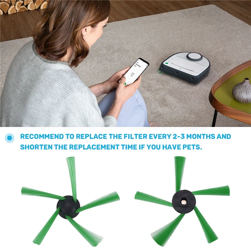 YCOC-Juego de accesorios para robots aspiradores Vorwerk Kobold VR200 y VR300, 3 filtros HEPA y 2 cepillos laterales