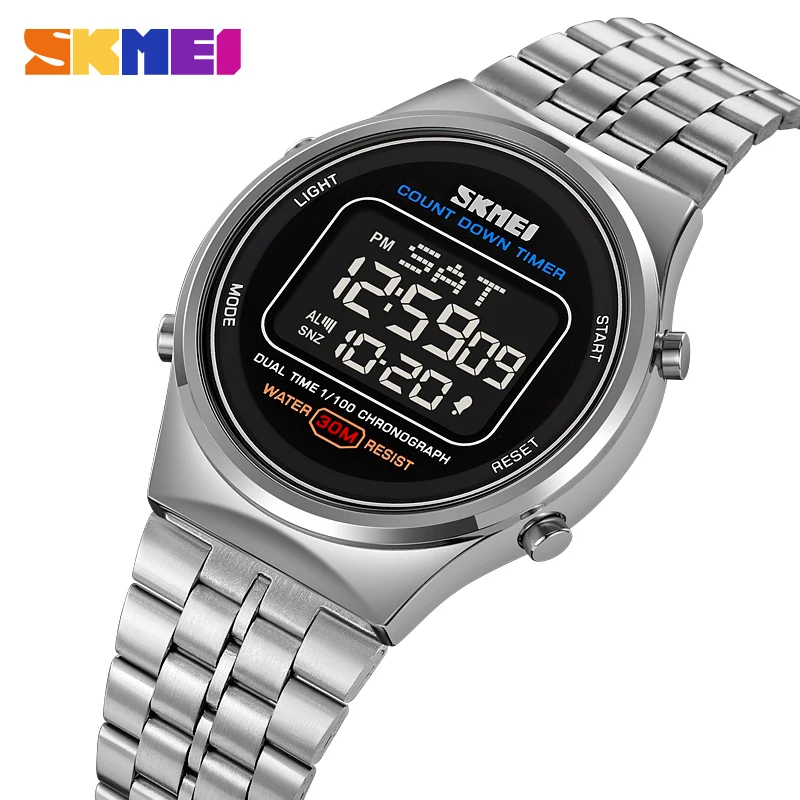 

SKMEI Fashion Back Light Display Chrono Waterproof Wristwatch Japan Digital movement Countdown Men Women Watches reloj hombre