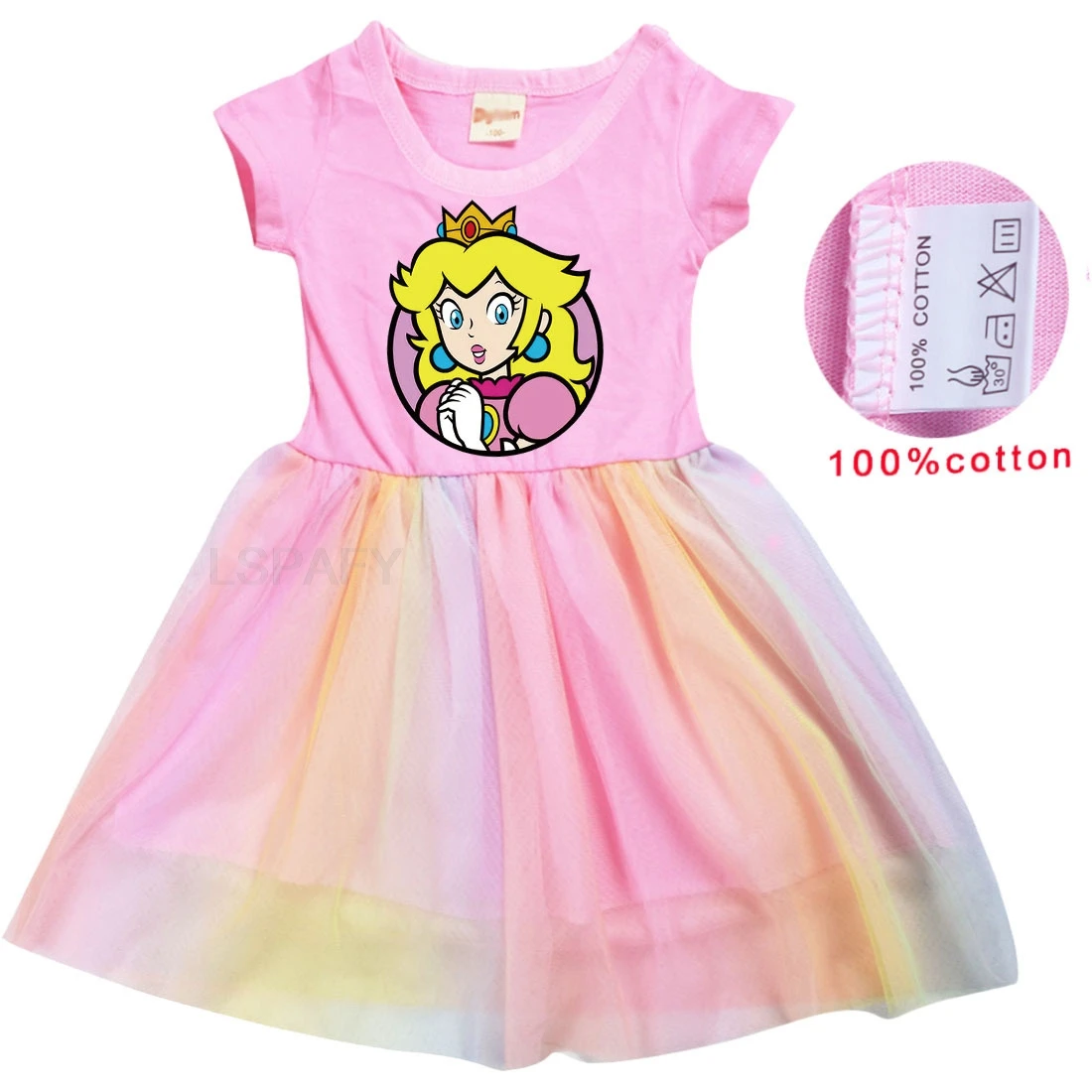Vestido de princesa Peach para niñas, traje de Cosplay para bebés, Vestidos de fiesta para niños, disfraz de Carnaval y Halloween para niños de 1 a 8 años