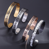 Exquisite Quran Verses Ayatul Kursi Bracelet Islamic Muslim Stainless Steel Jewelry Men\\\\\\\\'s Arabic Calligraphy Bangles Ramadan