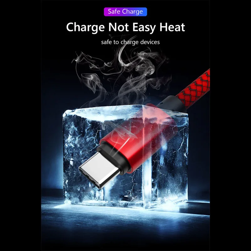 12W Usb A to Type C Charging Cable Nylon Braided High-Speed Data Cable For Samsung Huawei Xiaomi Android Usb C Fast Charging