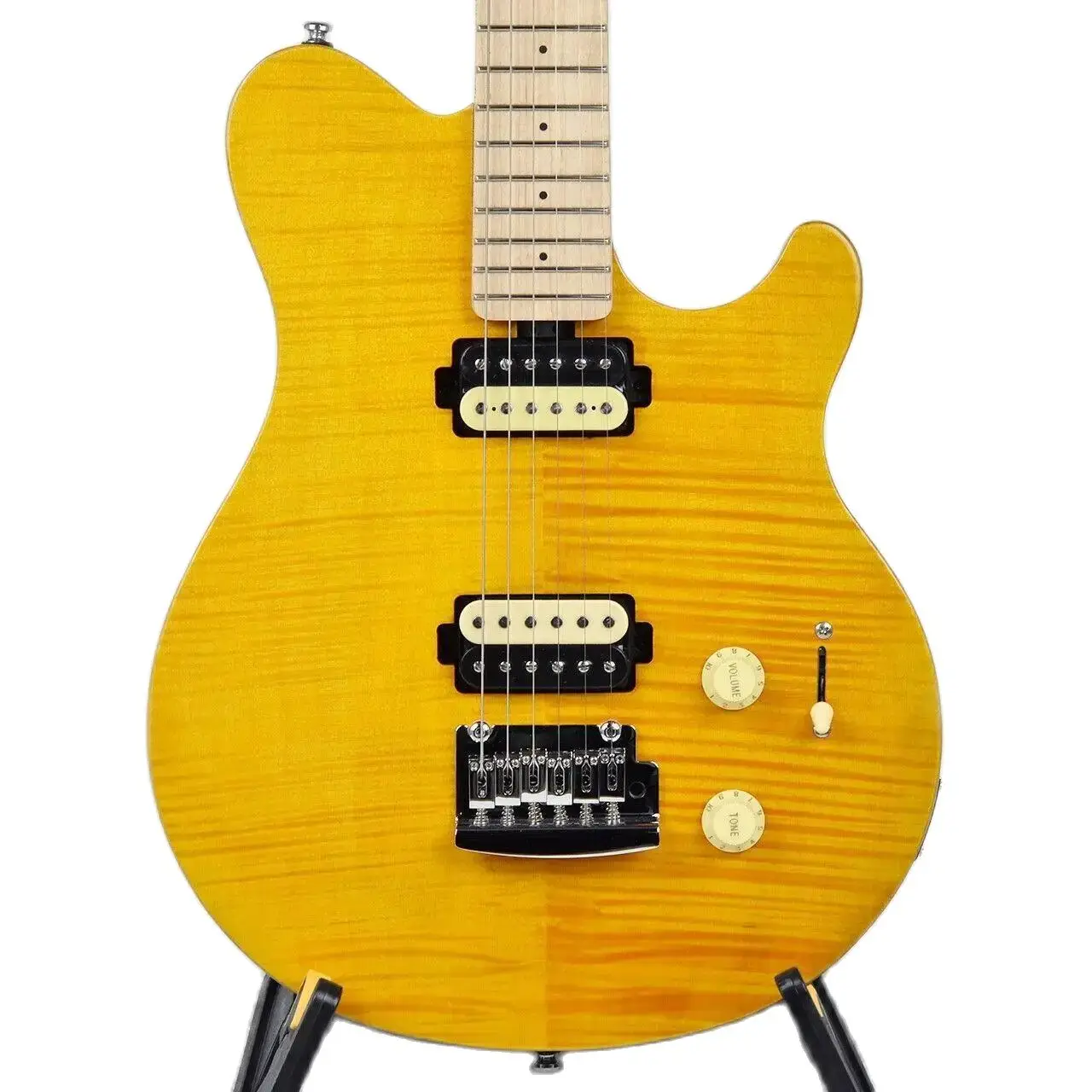 Direct Deal Flame Maple Trans Gold Electric Guitar Sound Quality Assurance