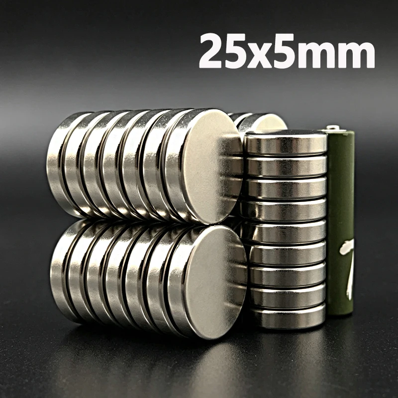25x5mm Magnet N35 NdfeB Permanent Magnetic Imanes 25*5mm Magnet Accessory 1-50pcs Round Shape Strong Neodymium Magnet
