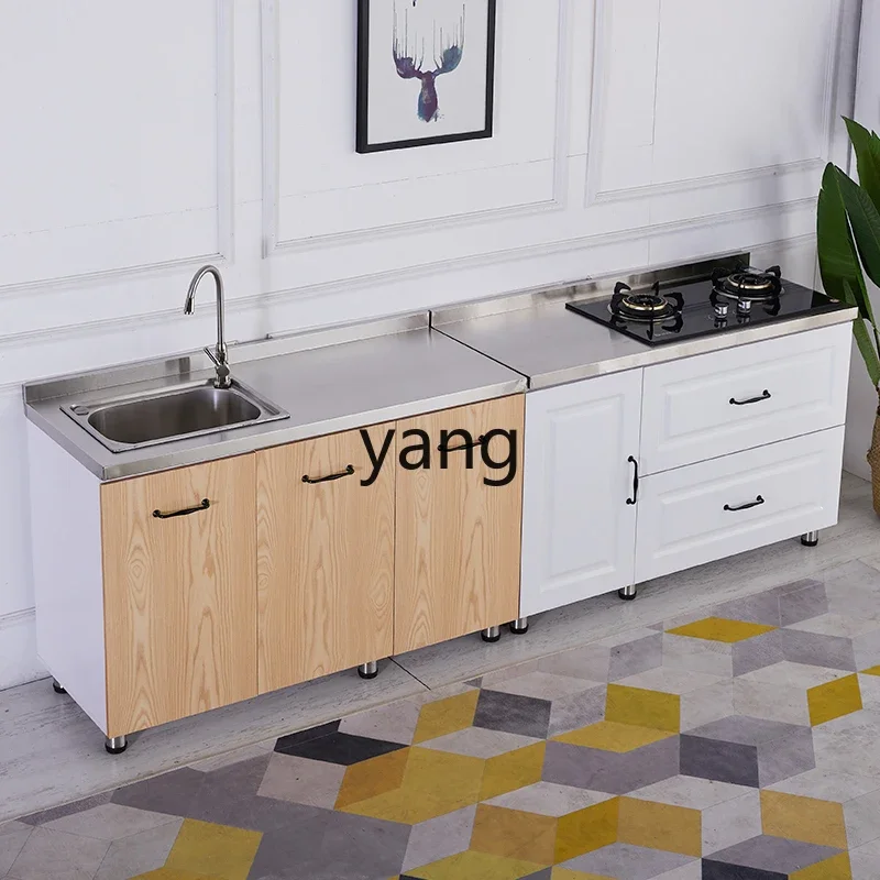 LTTシンプルステンレス製キッチンキャビネットコンロキャビネット一体型家庭用組み立て式経済的