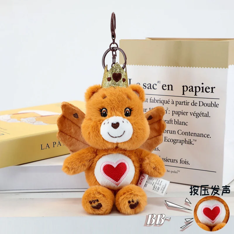 Porte-clés en peluche ours de soin 15cm, joli sac à dos, poupées en peluche, jouet, décor de sac d'école, mignon, cadeaux d'anniversaire
