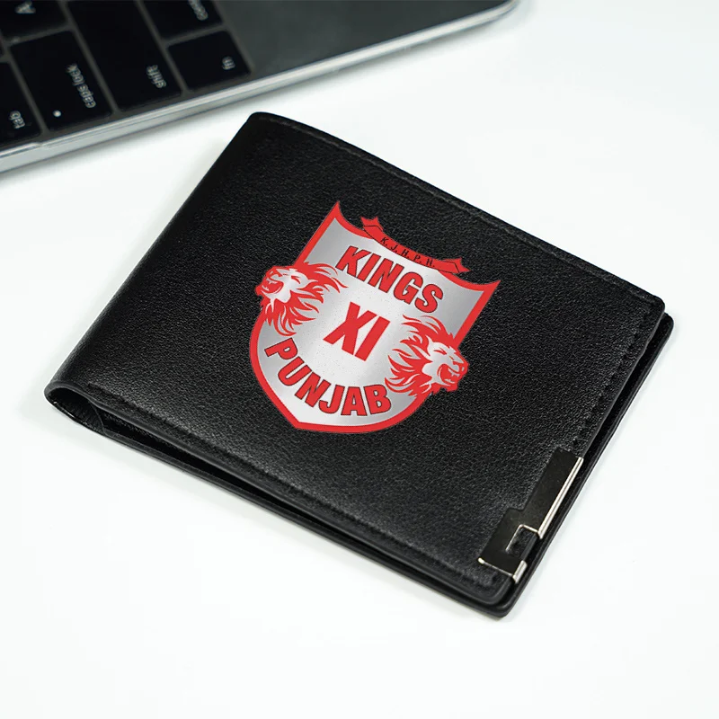 KINGS XI PUNJAB 로고 PU 가죽 지갑 남성용 슬림 비즈니스 스타일 내구성 경량 일상용 패션 액세서리
