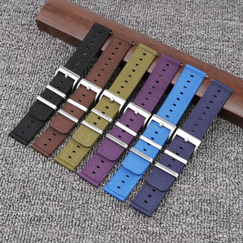 Weave Nylon Strap 18mm 20mm 22mm 24mm Stainless Steel Hoop Buckle Watch Band Men Women Quick Release Waterproof  Wrist Bracelet