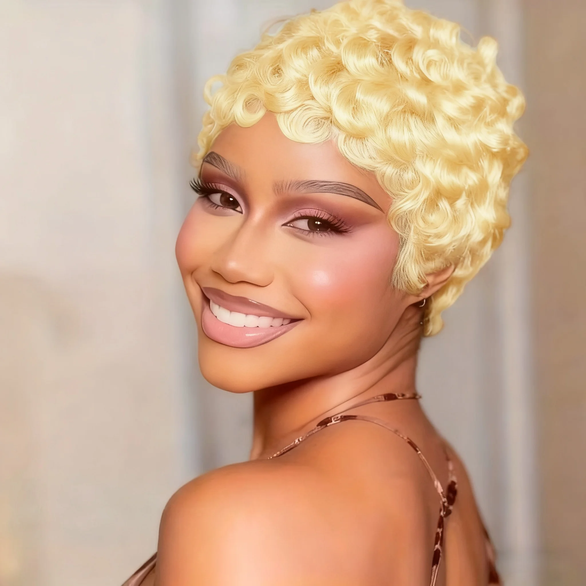 Brazilian Human Hair Wig, Short Pixie Cut with Bangs