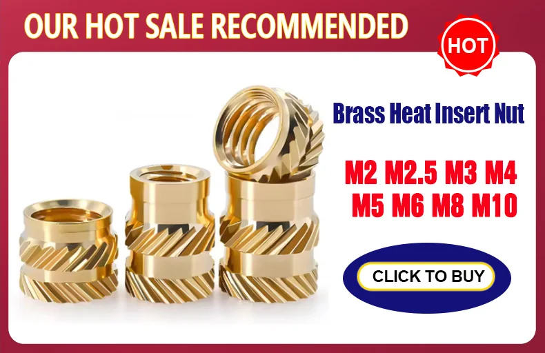 M2 M2.5 M3 M4 M5 M6 Brass Insert Nut Hot Melt Heat Knurled Embed Injection Copper Insertnut 3D Print Plastic Board Nuts Inserts