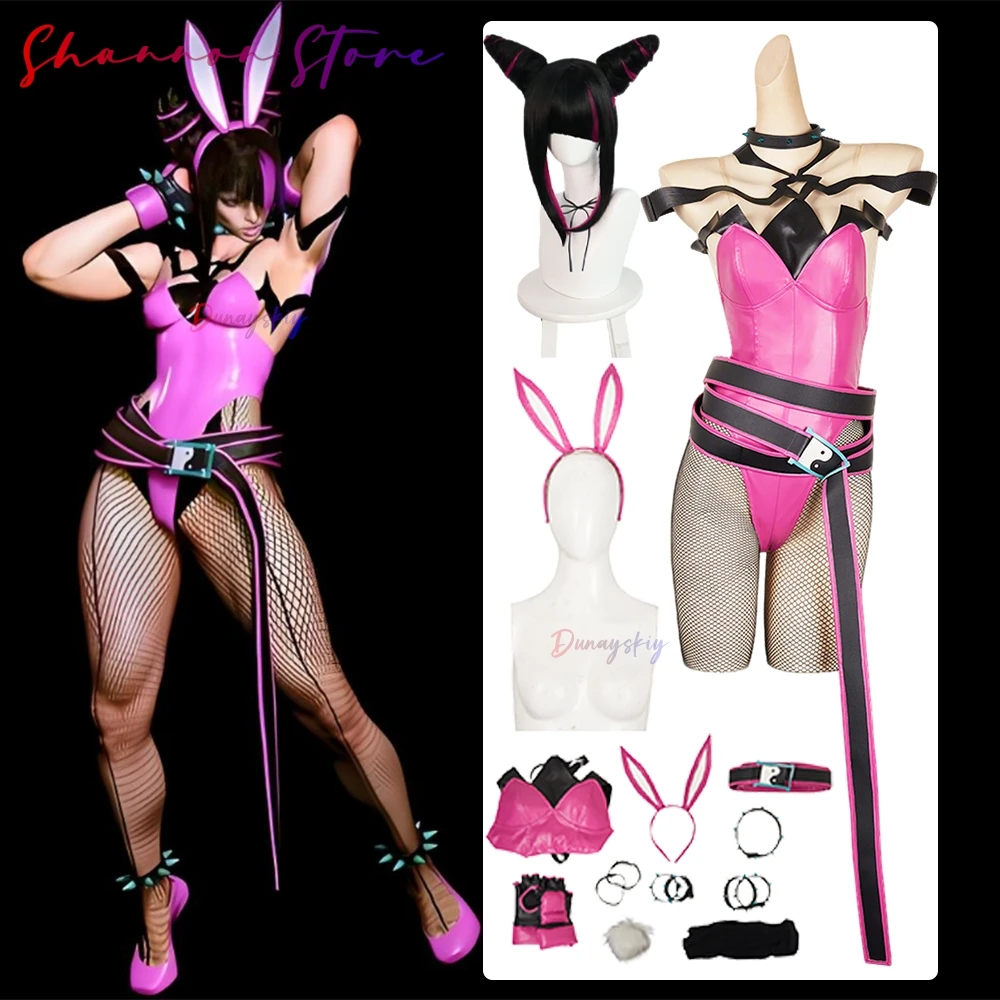 

Street Game Fighter 6 Han Juri Cosplay Sexy Bunny Girls Costume Women Jumpsuit Outfit Halloween Carnival Disguise Suit Role-play