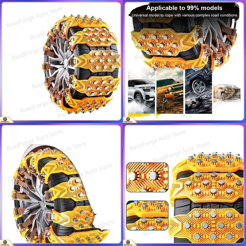 for SEAMETAL 4PCS Car Winter Tire Snow Chains Anti-skid Wheel Tyre Cable Belt Outdoor Emergency Tools
