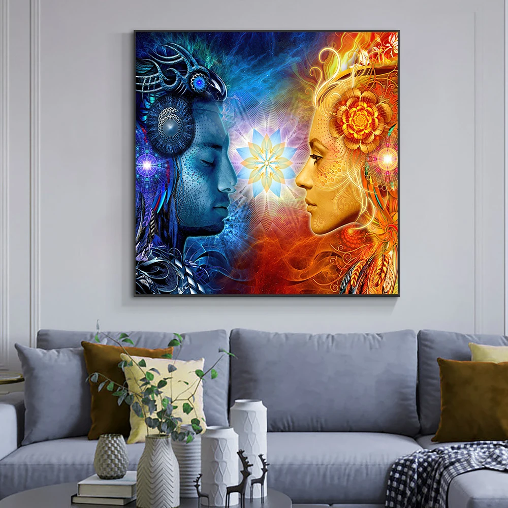 Dioses hindúes abstractos Tantra Shiva y Shakti cuadro sobre lienzo para pared carteles nórdicos e impresiones cuadros de pared para decoración del hogar