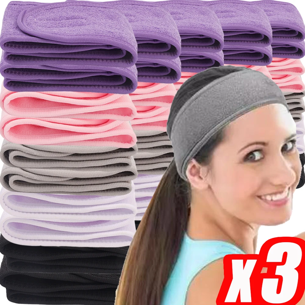 

1/3 шт., красочная широкая повязка на липучке для волос, косметическая повязка на голову для мытья лица для женщин, женские нескользящие регулируемые головные уборы