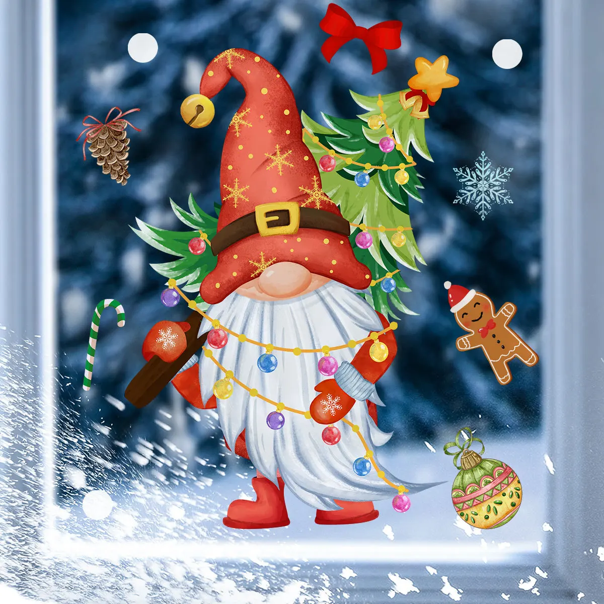 Cartoon Christmas Snowman Snowflake Static Sticker Wall Sticker Christmas Glass Window Decorative Wall Sticker