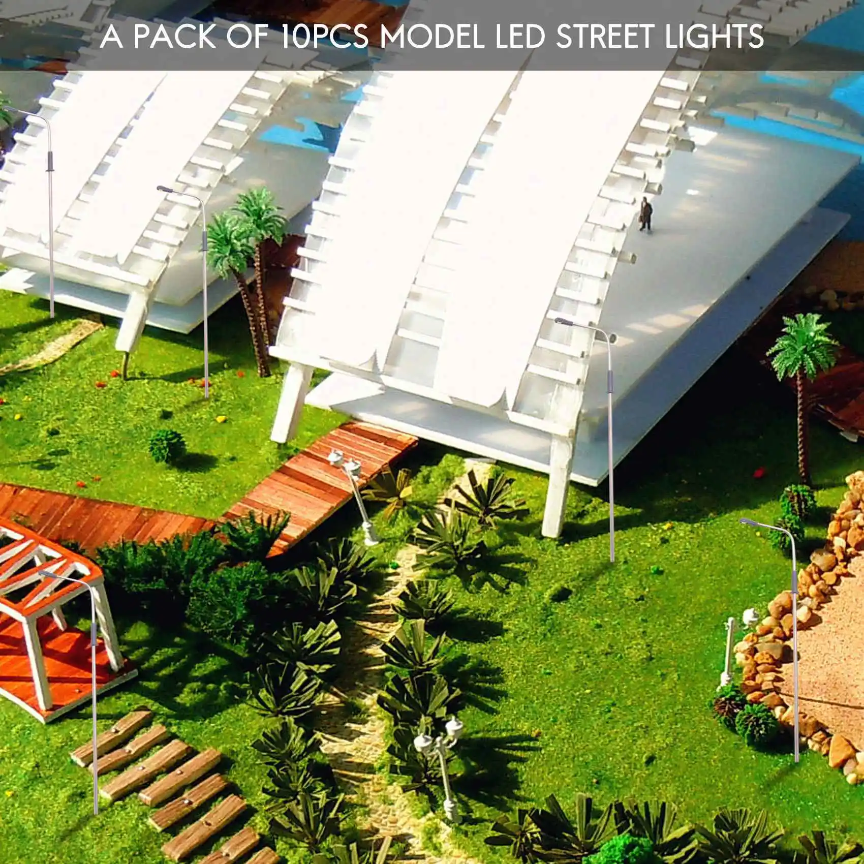 Trendy! 10 pcs Model LED Street Lamp Lighting Single Head Train Layout Landscape 1: 100