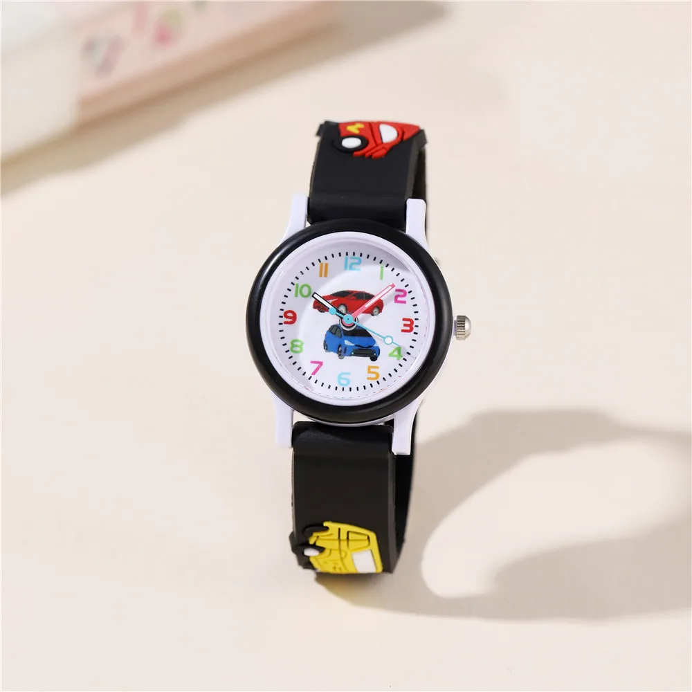 4 Colors New Cartoon 3D Car Children watch 3-15 Years Old Student Quartz Watch