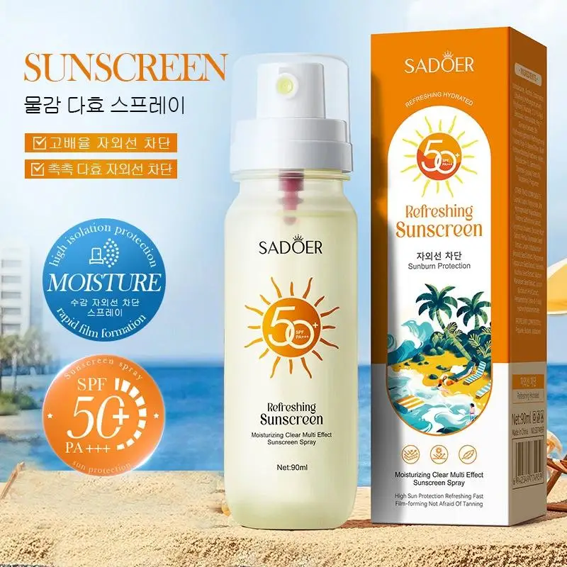 

Освежающий солнцезащитный спрей SPF 50, широкоспектральная защита от UVA/UVB, солнцезащитный спрей для лица и тела, дорожный формат