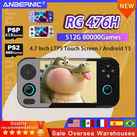 Anbernic RG 476H Retro portable Handheld Game Console 4.7"HD Multi-touch Full Screen Android13 Unisoc T820 512G PSP PS2 Game