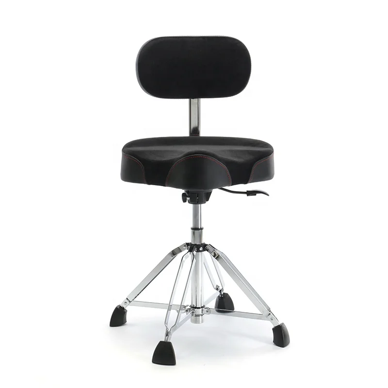Pneumatic Saddle Drum Throne with Backrest and 4 Leg Base for Extended Studio Sessions Live Performances