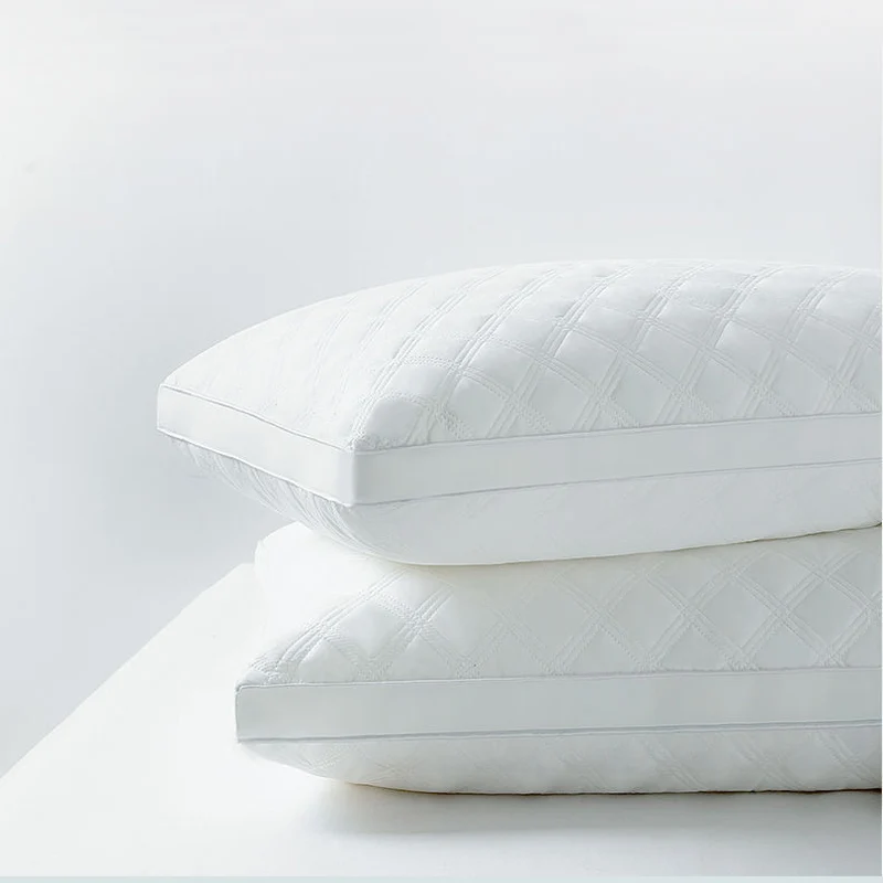 Bedroom Bed Sleep Cervical Pillow Middle-high Pillow Core Frosted Thickened Machine Wash Quilt Cover White 5star Hotel Home