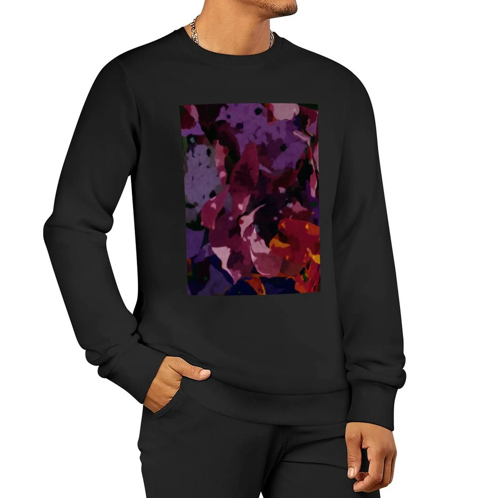 

Archival Flowers - Purple, Pink, Copper Abstract Pullover Hoodie anime clothing japanese style oversize sweatshirts