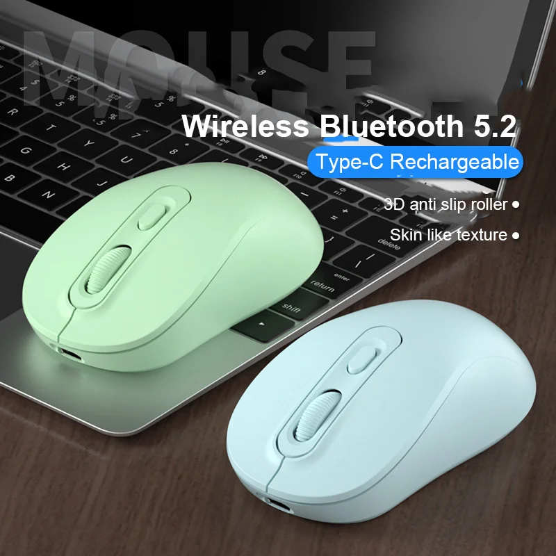 2.4G Bluetooth 5.2 Dual Mode Mouse Wireless Mute Cute Portable USB Rechargeable Gaming Mause Mini Pink Mice For Laptop PC Office