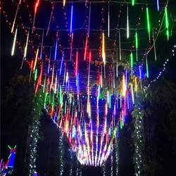 Solar LED Meteor Shower Rain Lights Waterproof Falling Raindrop Fairy String Lights for Christmas Holiday Party Patio Decor 2024