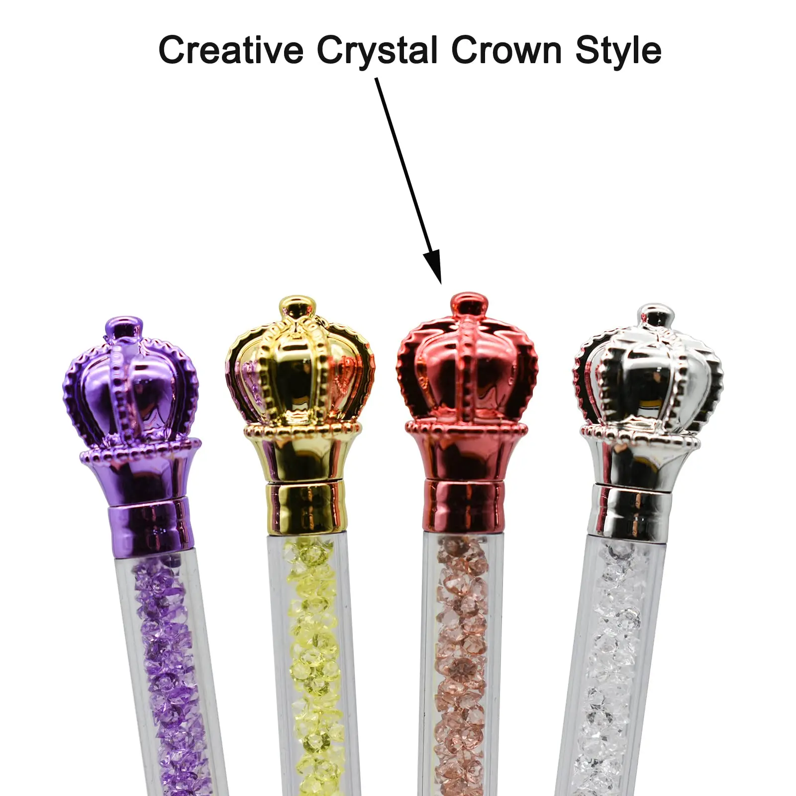 Imagem -04 - Caneta Esferográfica Crystal Crown para Mulheres Canetas Retráteis Bling Tinta Preta para Meninas Presente de Casamento e Escola Cores 20 Unid