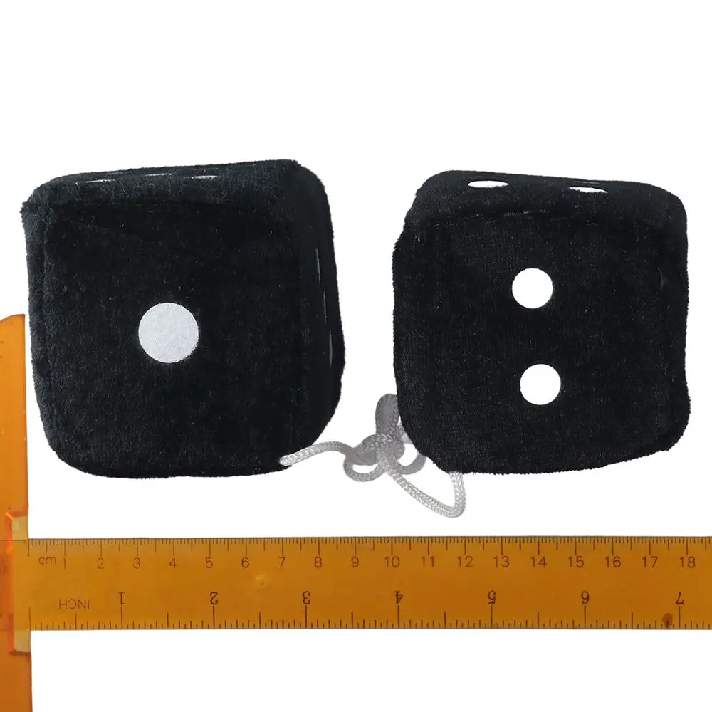 1pair Black Plush Dice Car Assessories Parts 70mm Car Rearview Mirror Dice Decor for Home