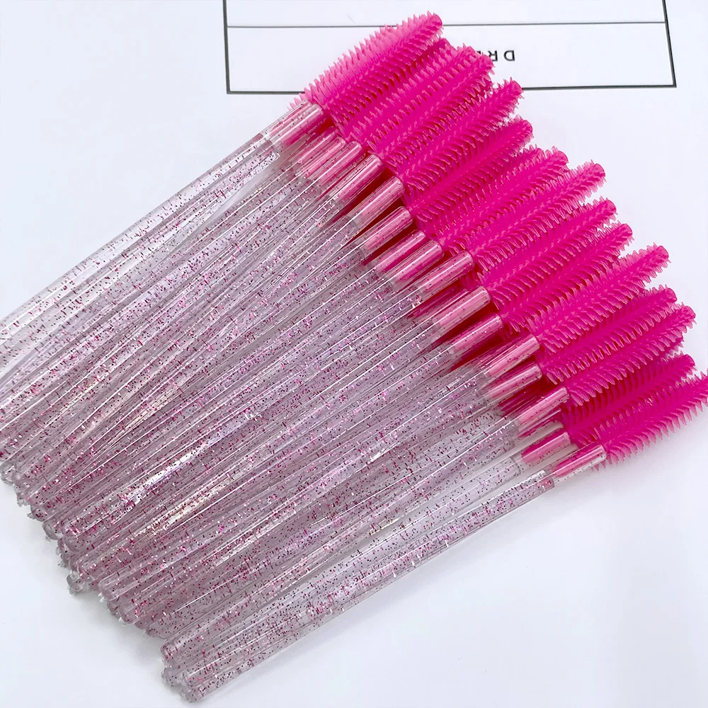 100개 일회용 속눈썹 브러쉬 실리콘 젤 마스카라 완드 어플리케이터 스풀러 속눈썹 연장 화장품 브러쉬 메이크업 도구