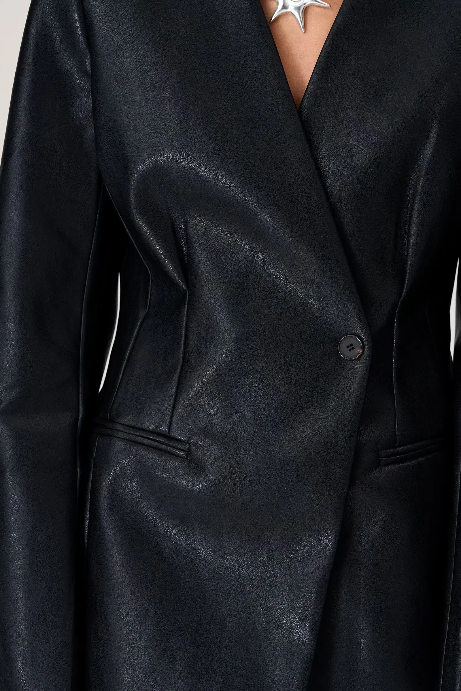 Nuovo autunno donna monopetto V-Ne lungo abito in ecopelle Sve cappotto Jaet Sli design slim fit adatto ai pendolari